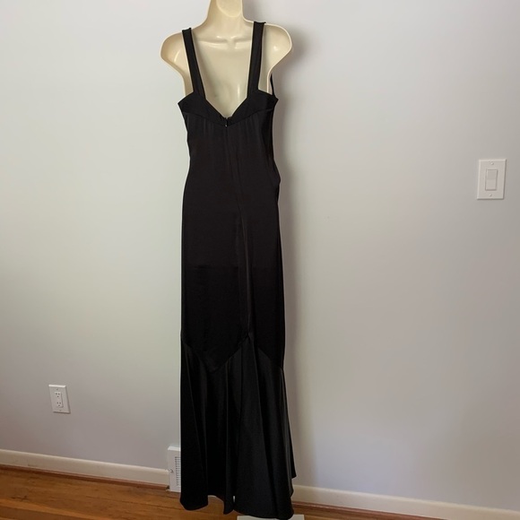 DVF Diane von Furstenberg Sura black satin gown long maxi dress formal new 0 - Picture 3 of 7